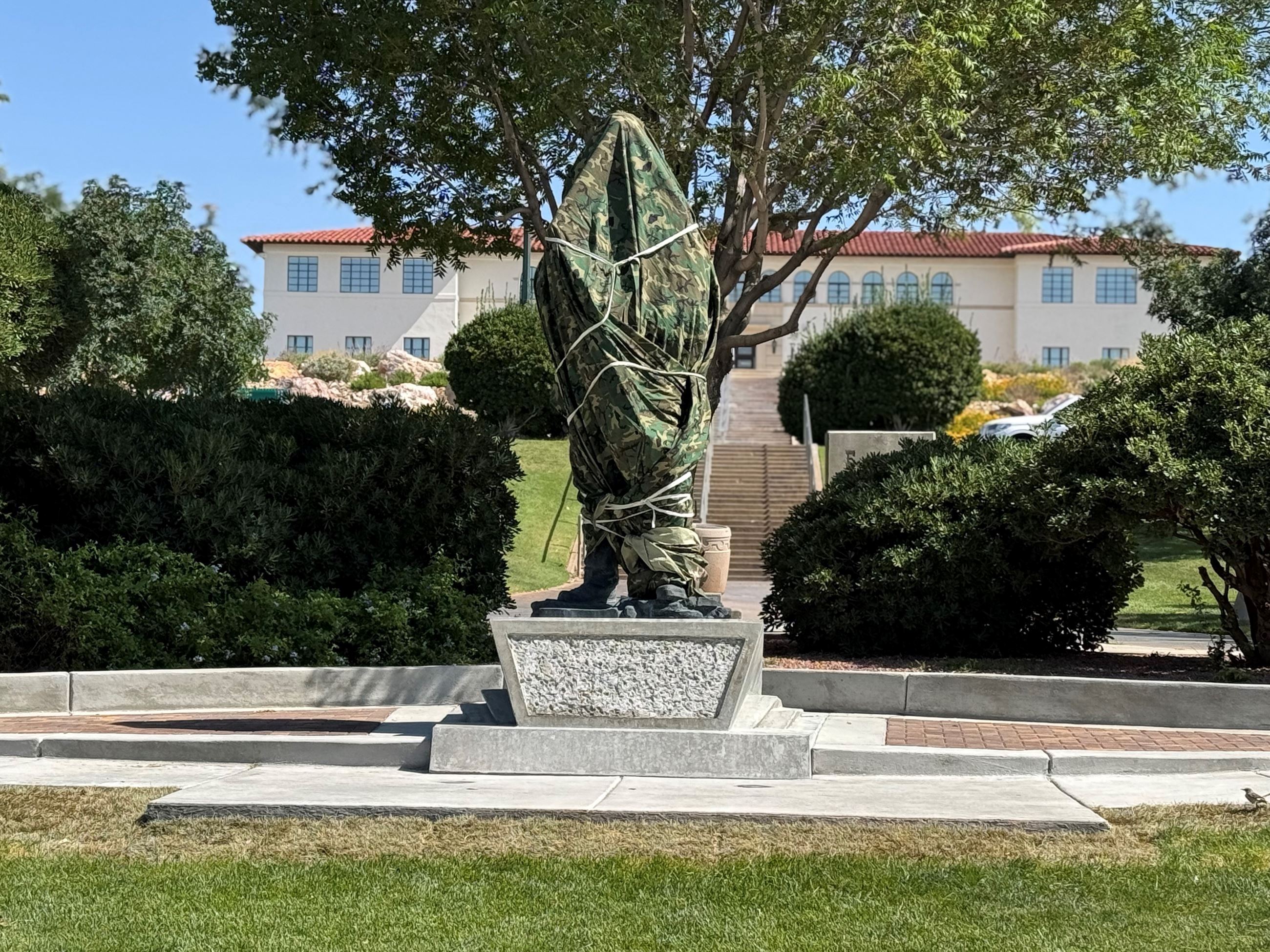 Patton Statue awaiting unveiling 6.24.2025